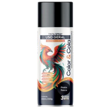 Imagem de Tinta Spray Color & Cola 400ML Acabamento Fosco Excelente Cobertura Preto Color Total