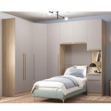Imagem de Dormitório Modulado 5 Peças 3 Guarda Roupas 1 Mesa de Cabeceira 1 Módu