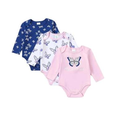 Imagem de Conjuntos De Algodão Para Bebê Menina 3PCS Roupas De Manga Longa Para 