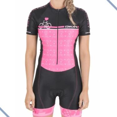 Imagem de Macaquinho Feminino De Ciclismo Hupi, Rosa love, GG