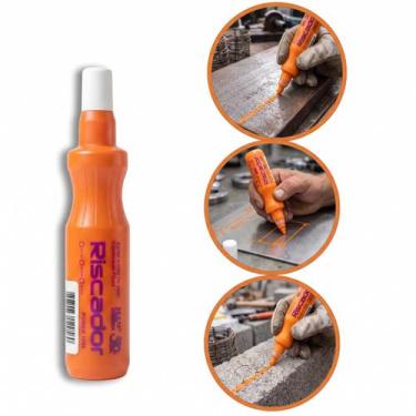 Imagem de Kit 10 marcador industrial 2mm laranja metal chapa concreto - Riscofer