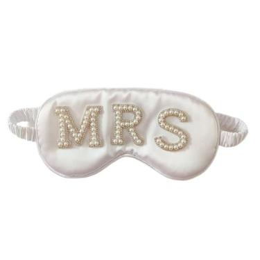 Imagem de Máscara de Dormir DUOJINSANXI Branca Pérola "MRS" Noiva