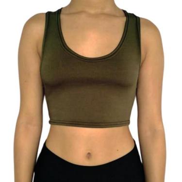 Imagem de Cropped Feminino Justo Regata Barra Fitness Academia Liso Suplex Pp ao