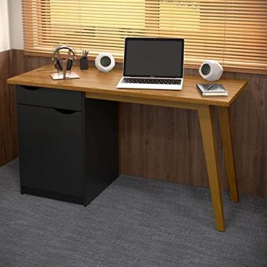 Imagem de Escrivaninha Pés Retrô Prism - Preto com Cumarú - Patrimar Móveis