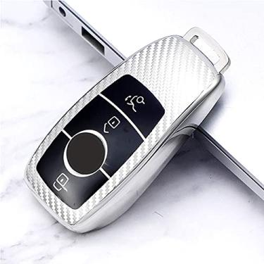Imagem de YJADHU Soft Carbon Fiber TPU Car Key Cover Case Skin Protective Shell Holder Class 3 Buttons Key, Fit for Mercedes Benz E Class W213 S,silver