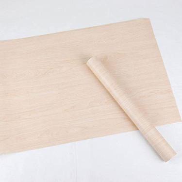 Imagem de WSWJDW Papel de parede autoadesivo de grãos de madeira 3D à prova d'água PVC Armário de cozinha Armário Móveis Renovação Adesivo de parede de porta, bétula, 3mx45cm