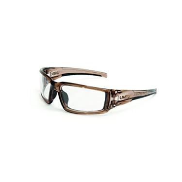 Imagem de Óculos de segurança Hypershock Uvex by Honeywell, armação marrom com lente transparente e revestimento HydroShield Antiembaçamento (S2960HS)