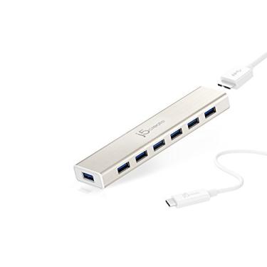 Imagem de j5create USB-C 7- Port Hub- 7 Portas USB 3.0 | USB 2.0 E USB 1.0 Compatível | Carregamento Rápido 2.4A | Ônibus USB Alimentado | Ônibus Dc Alimentado | Compatível Com Windows, Macos X E Linux Os