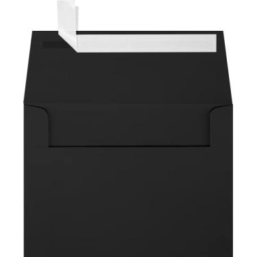 Imagem de Envelopes de convite LUXPaper A6 para 4 5/8 x 6 1/4 cartões em 80 lb. Envelopes impressos em preto meia-noite para convites, com vedação de descascar e pressionar, pacote com 50, tamanho do envelope 4 3/4 x 6 1/2 (preto)