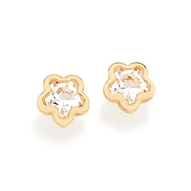 Imagem de Brinco flor com cristais Branco-522262-Rommanel Cor: Branco