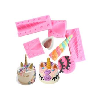 Imagem de Molde De Silicone Kit Unicórnio, Chifre, Orelha 3D