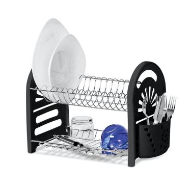Imagem de Escorredor Pratos E Copos Com Porta Talheres Duplo Preto