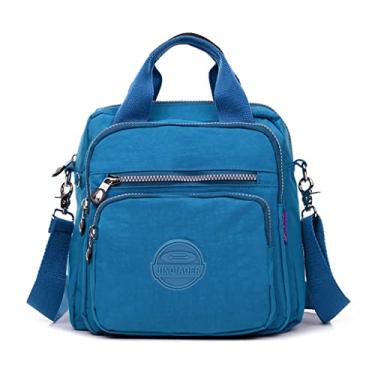 Imagem de Mochila Impermeável Feminina Escolar Fashion,bolsa transversal feminina Azul Claro