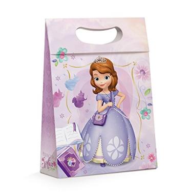 Imagem de Caixa Para Presente Plus Cromus Embalagens na Estampa Princesinha Sofia com Aba de Fechamento e Alça 18x7,5x25 cm com 10 Unidades