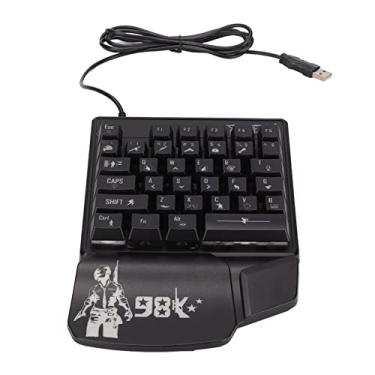 Imagem de Teclado de jogo de uma mão, teclado mecânico de uma mão RGB de 35 teclas com suporte para descanso de pulso, teclado de jogo com fio USB profissional para PC Gamer