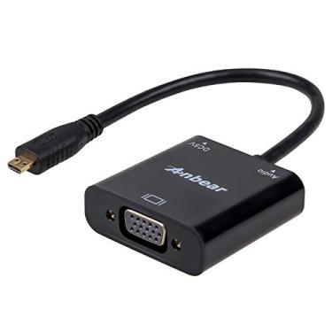 Imagem de Adaptador conversor de vídeo Anbear Micro HDMI para VGA (macho para fêmea) banhado a ouro 1080p com áudio de 3,5 mm