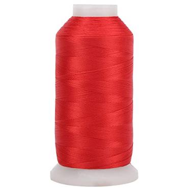 Imagem de Linha de bordado à máquina, poliéster melhor lubrificidade, baixa taxa de desconexão para uso doméstico para costura à mão (vermelho)