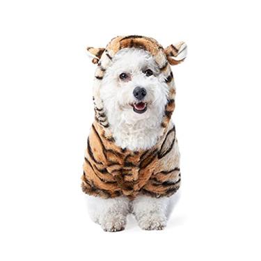 Imagem de Moletom com capuz para cachorro, macio e confortável tigre grão de tigre com capuz roupas quentes outono inverno roupas quentes para animais de estimação jaqueta de cachorro de Halloween para filhotes pequenos e gatos