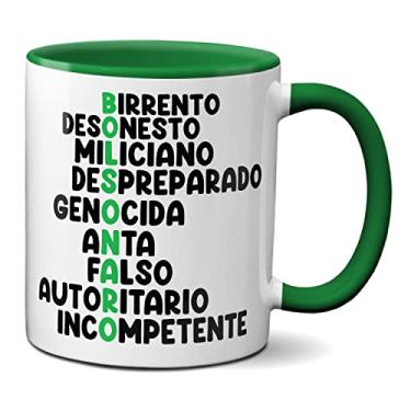 Imagem de Caneca Bolsonaro Acróstico Engraçada Birrento Desonesto (Verde)