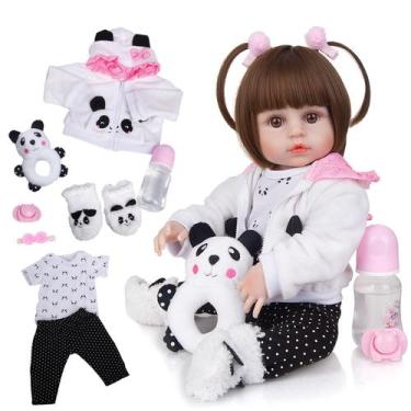 Boneca Reborn Bebe Menina Rafa Corpo De 100% Silicone Com Pelúcia Girafa