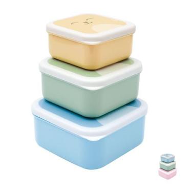 Imagem de Kit Potes De Papinha Com 3 Tamanhos Diferentes Gumy Azul Rosa Buba