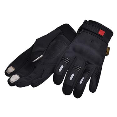 Imagem de Luvas de motocicleta Luvas de equitação ao ar livre Luvas de corrida off-road Luvas de tela sensível ao toque de dedo completo visão noturna refletiva, preto, XXL