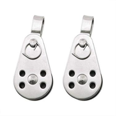 Imagem de ZRM&E 2 peças polia de nylon de aço inoxidável polia marinha 59 x 26 mm blocos de polia corda corredor acessórios para barco de caiaque