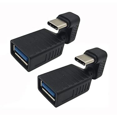 Imagem de Traovien Adaptador USB C 180 graus (pacote com 2), formato de U USB C para USB 3.0 A macho para fêmea, conversor de extensão para laptop, tablet, celular