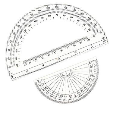 Imagem de Protrator de plástico Leline 180 graus, 2 peças de transferidores de matemática para estudantes 10 cm e 15 cm de comprimento, transparente