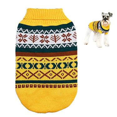 Imagem de Yajun Suéter de inverno para cães suéter quente de Natal tricotado roupas de gato fofo fantasia outono gato casaco filhote gatos roupa exterior, amarelo, P