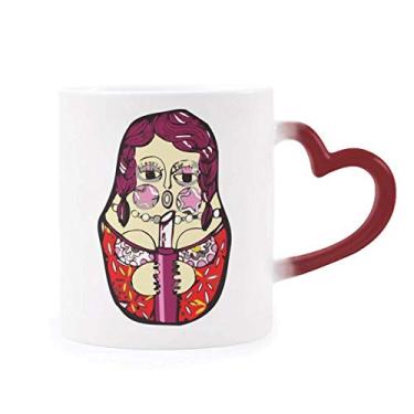 Imagem de Rússia russa bonecas femininas sensíveis ao calor caneca vermelha que muda de cor