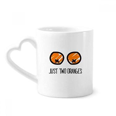 Imagem de Just Oranges Caneca de café de cerâmica com desenho engraçado em laranja, copo de coração de vidro