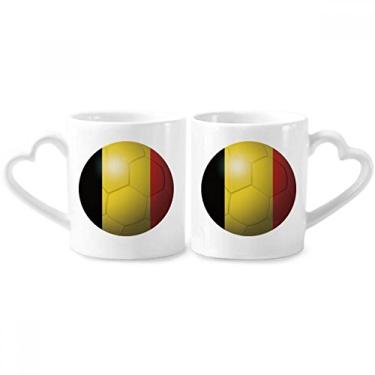 Imagem de Conjunto de canecas de porcelana para casais, bandeira nacional da Bélgica, copa do mundo de futebol, copo de cerâmica para amantes,