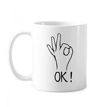Imagem de Black OK Caneca com estampa de gestos personalizada cerâmica xícara de café porcelana louça