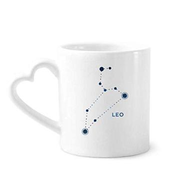 Imagem de Caneca de café cerâmica com signo do zodíaco da constelação de leão copo de coração de vidro