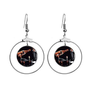 Imagem de Brincos de vidro para decoração de balde de gelo, argola pendurada, círculo, joia, Metal, Na