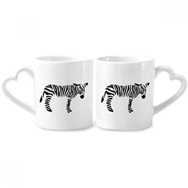 Imagem de Conjunto de canecas de porcelana natural para casais, com contorno de pinto de animal preto e coração