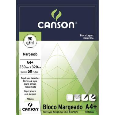 Imagem de Bloco Papel Canson Layout Margeado Técnico 90G A4+ 50 Folhas