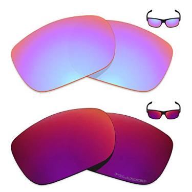Imagem de Mryok+ 2 pares de lentes polarizadas de substituição para óculos de sol Oakley Two Face – Rosa cobalto/Sol meia-noite