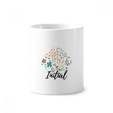 Imagem de Suporte de caneta para escova de dentes de plantas com flores coloridas, suporte de cerâmica, copo para lápis