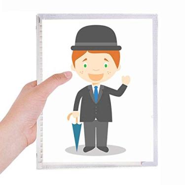 Imagem de Caderno Black Gentlemen England com desenho de folhas soltas e diário recarregável