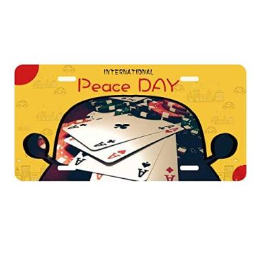 Imagem de DIYthinker Placa de cartão de pôquer fichas para jogos de foto placa de carro Decoração Dia da Paz