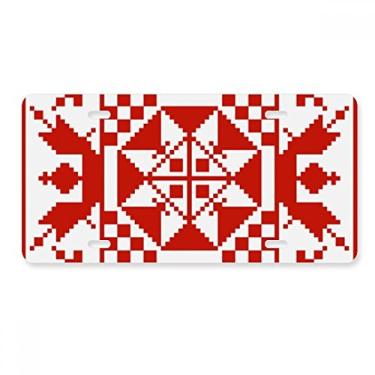 Imagem de DIYthinker Mosaico Estilo Rússia Placa de Carro Textura Vermelha Acessório de Aço Inoxidável