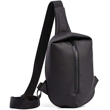 Imagem de Mochila de ombro Bolsa de peito Bolsa masculina Bolsa mensageiro Bolsos externos à prova d'água, zíper à prova d'água e à prova de poeira, grande capacidade para atender às suas expectativas de capacidade, preto