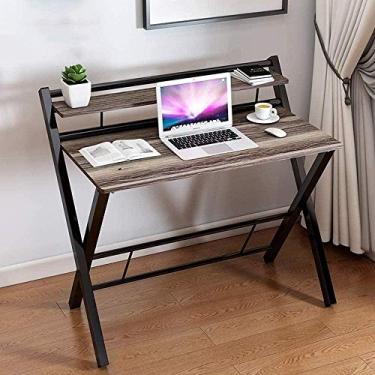 Imagem de Mesa dobrável portátil para mesa de computador, cabeceira pequena, mesa de estudo, mesa simples para casa com folhas caídas (cor: A)-E Atualização