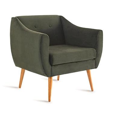 Imagem de Poltrona Decorativa Jenifer veludo verde militar pés palito - Poltronas do Sul