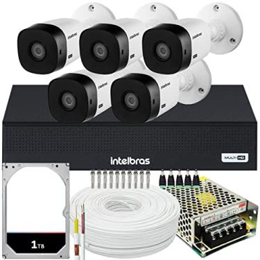 Imagem de Kit Cftv Monitoramento 5 Cameras Intelbras 1120 Dvr 1008 1TB