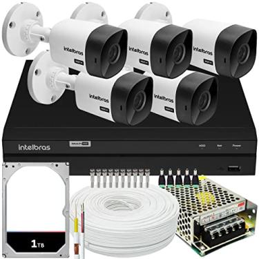 Imagem de Kit Cftv Monitoramento 5 Cameras Intelbras 1120b Dvr 1208 1t