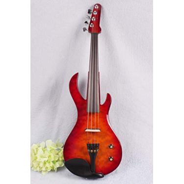 Imagem de Yinfente Viola elétrica 40,64 cm Viola Big Jack forma guitarra cor marrom com capa de arco de viola som profissional (laranja)