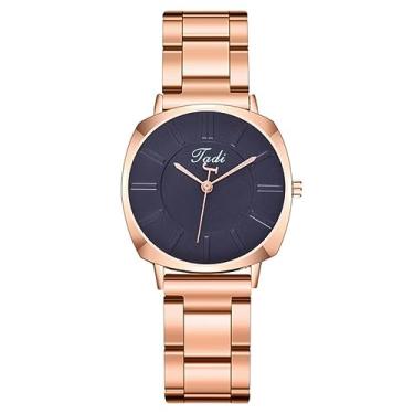 Imagem de YingHwa Relógio feminino moderno pequeno e fresco feminino adorável relógio de aço inoxidável relógio de quartzo com precisão e temporização adequado para lazer compras relógio de pulso feminino, Azul